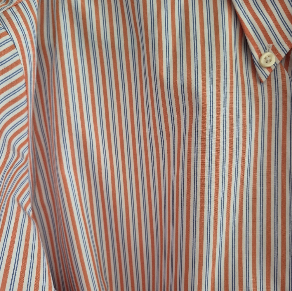 Men's long sleeve button down shirt. 17-33 Orange White Stripes - Picture 4 of 9